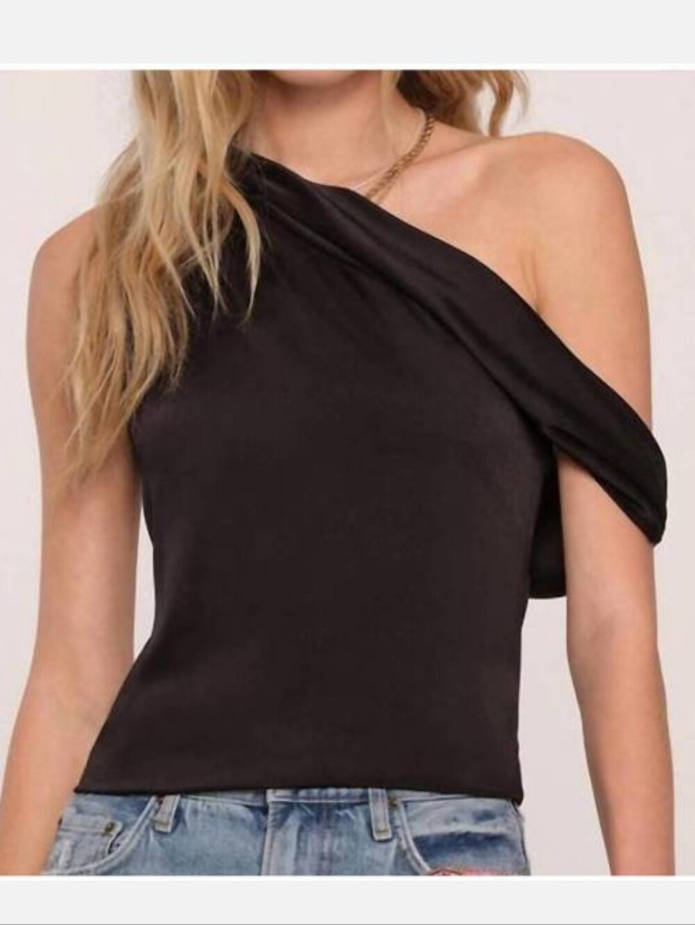 Heartloom Emmalina Satin Top Off The Shoulder Black XS